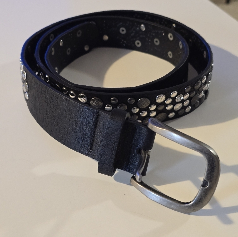 Studded faux leather belt color black